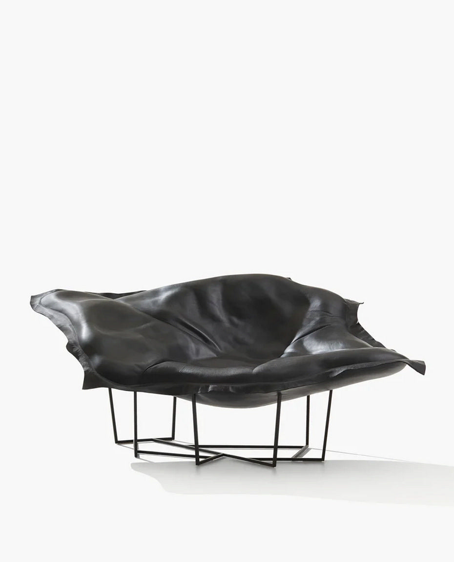 WACH200 / Chaise Longue / SPECIAL 14 Nero Cat X Leather Cover + Mat Brown Nickel Structure