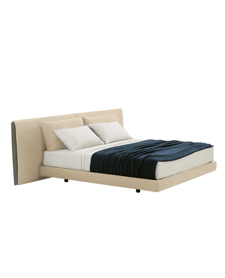 1x LMYE5 + 1x TEYE5 / Bed for 1800x2000mm Mattress (Sold Separately) / BREST 01 Crema Cat G Fabric Cover + Headboard Inserts in Hide 08 Fango